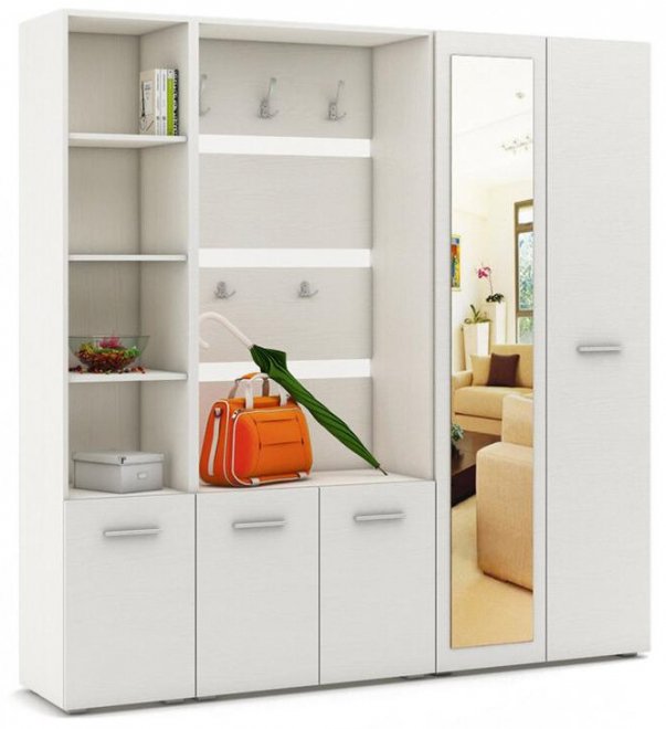 Модульная прихожая Марс-2 белое дерево