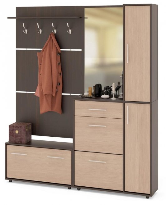 Модульная прихожая ВШ-3.1 + ТП-3 + ТП-4 + ПЗ-4 венге / беленый дуб