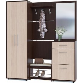 Модульная прихожая ВШ-5.1 + ТП-5 + ТП-2 + ПЗ-3 + ШО-1 венге / беленый дуб (комплектация 9)