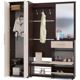 Модульная прихожая ВШ-5.1 + ТП-5 + ТП-2 + ПЗ-3 + ШО-1 венге / беленый дуб (комплектация 9)