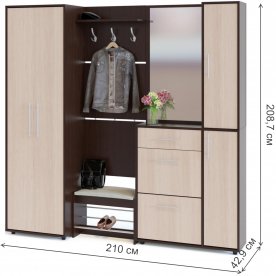 Модульная прихожая ВШ-5.1 + ТП-5 + ТП-4 + ПЗ-4 + ШО-1 венге / беленый дуб (комплектация 8)