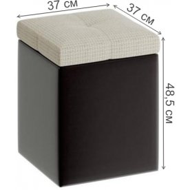 Пуф Домино кожзам темный / ткань светлая