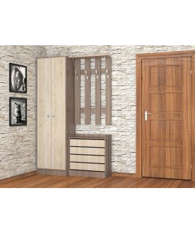 Шкаф для прихожей Ямайка ясень шимо / дуб сонома