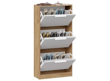 Тумба для обуви Хилтон дуб крафт золотой / белый матовый