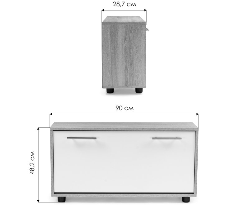 Обувница ТП-3 дуб сонома / белый