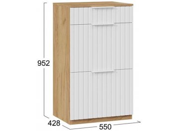 Тумба для обуви Хилтон 550 исполнение2.1 комбинированная дуб крафт золотой / белый матовый