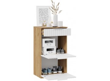 Тумба для обуви Хилтон 550 исполнение2.1 комбинированная дуб крафт золотой / белый матовый