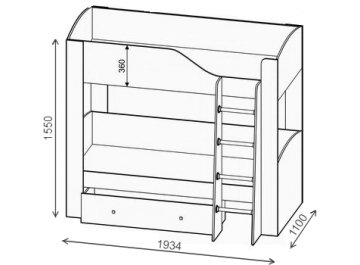 Двухъярусная кровать Астра 2 с ящиком