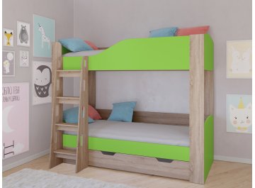 Двухъярусная кровать Астра 2 дуб сонома / салатовый