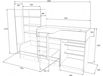 Двухъярусная кровать Лео