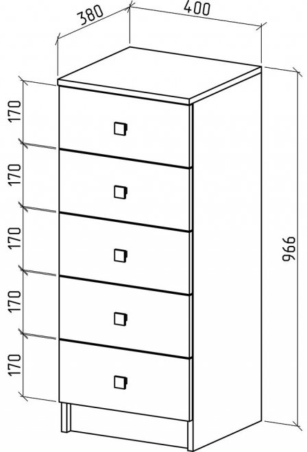 Комод Бостон-3 дуб молочный