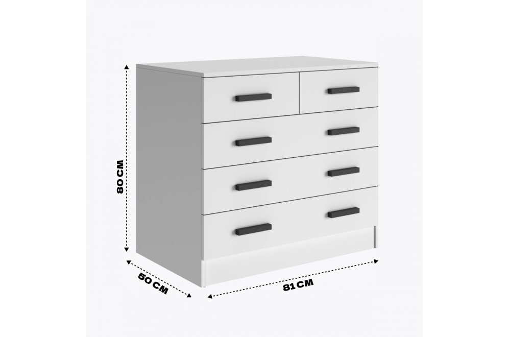 Комод Бостон 5 ящиков белый ЛДСП