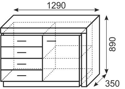 Комод Люмен 3 дуб сакраменто / белый снег