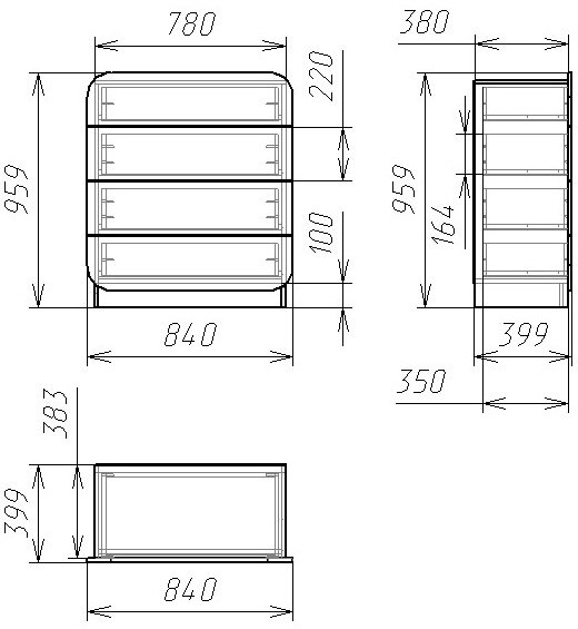 Комод Мебелеф - 25 итальянский орех / черный глянец
