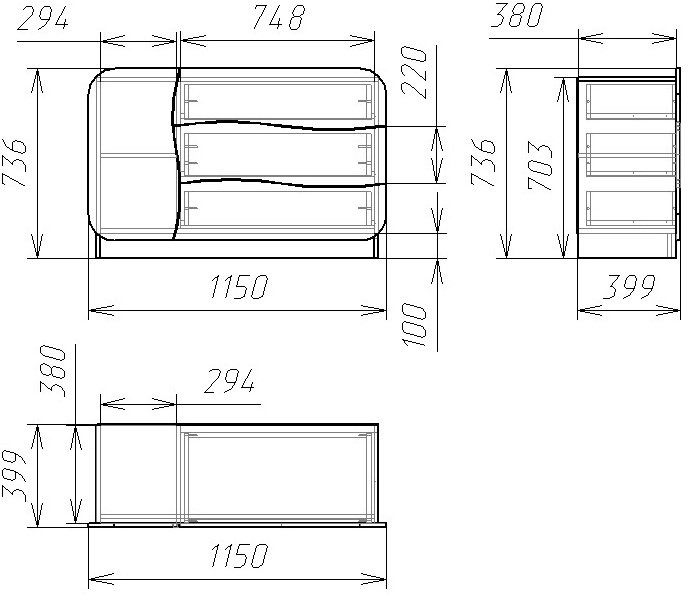 Комод Мебелеф - 30 левый ясень шимо светлый / красный глянец