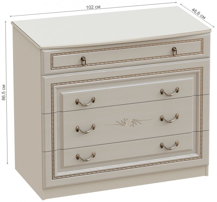 Комод Николь 4 ящика ваниль / ясень жемчужный