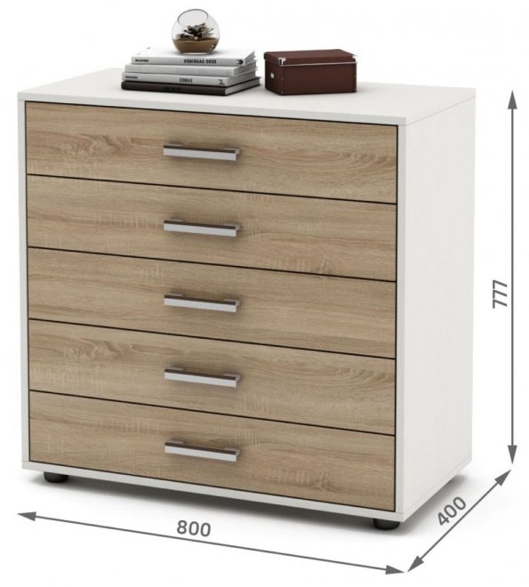 Комод Остин-7 белый / дуб сонома