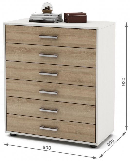 Комод Остин-8 белый / дуб сонома