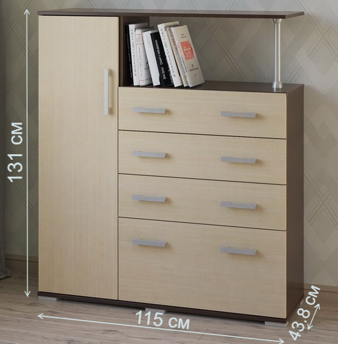 Комод Вента-9 венге / дуб молочный левый