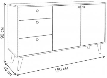 Детский комод Воаб с двумя дверками и ящиками принт 3 / орех