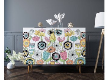 Детский комод Воаб с двумя дверками принт 3 / орех