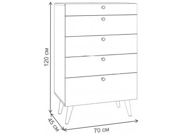 Детский комод Воаб высокий принт 3 / орех