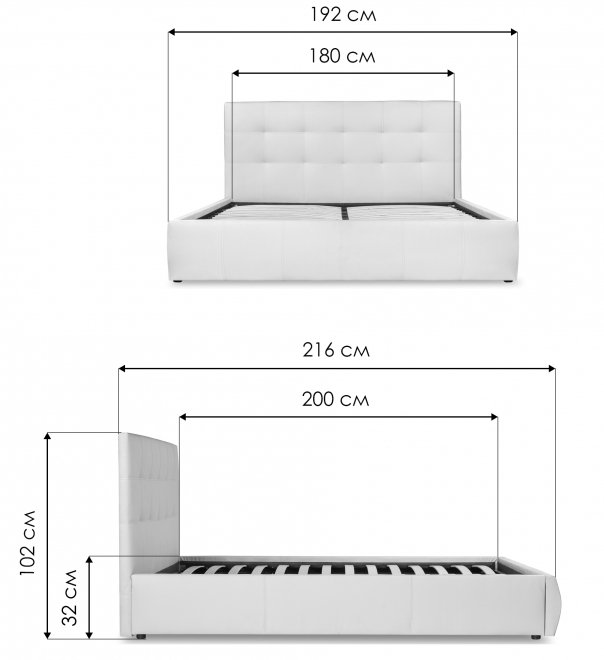 Двуспальная кровать Афродита-2 180х200 с ПМ рогожка савана милк