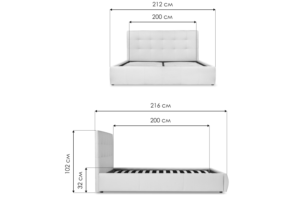 Двуспальная кровать Афродита-2 200х200 с ПМ экокожа коричневая
