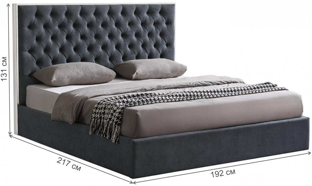 Двуспальная кровать LBD1704 180х200 с ПМ серая