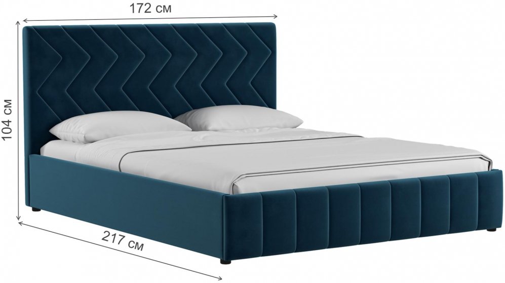 Двуспальная кровать Милана 160х200 с ПМ Лекко океан