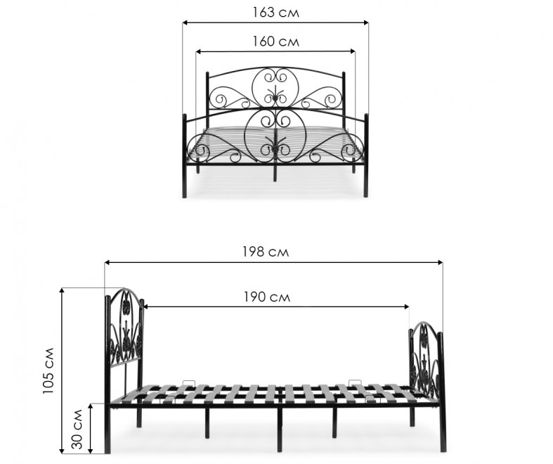 Двуспальная кровать Нерика 160х190 серый муар