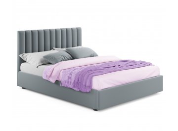 Двуспальная кровать Olivia 160х200 с ПМ велюр мята пастель серый
