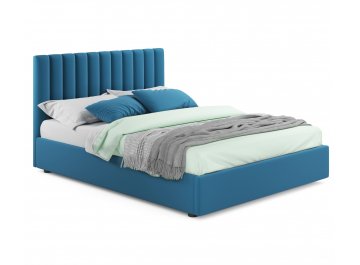Двуспальная кровать Olivia 160х200 с ПМ серый велюр синий