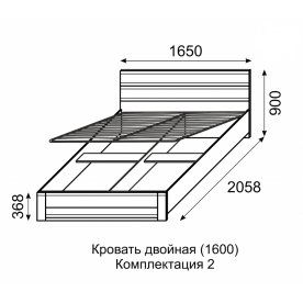 Кровать двухместная Яна с ПМ 160х200 белый снег