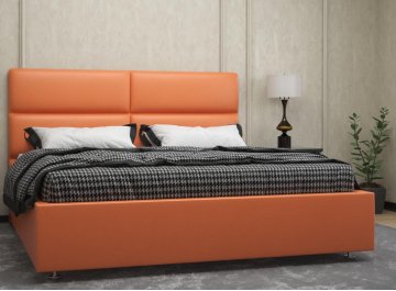 Полутораспальная кровать Афродита-4 оранжевая экокожа mango
