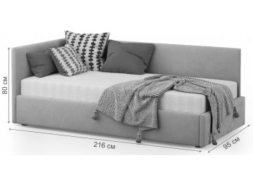 Детская кровать Каролина-2 80х200 с ПМ велюр bingo denim