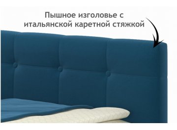 Детская кровать Флоренза 90х200 c ортопедическим основанием велюр синий