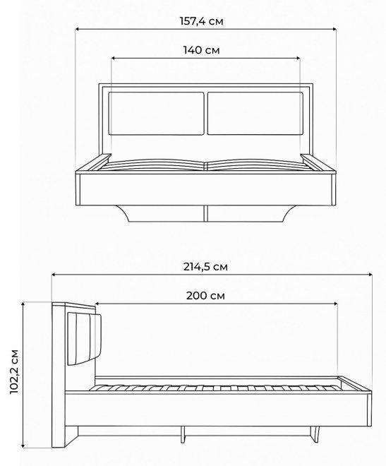 Полутораспальная кровать Клауд 140х200 парящая дуб крафт золотой / антрацит