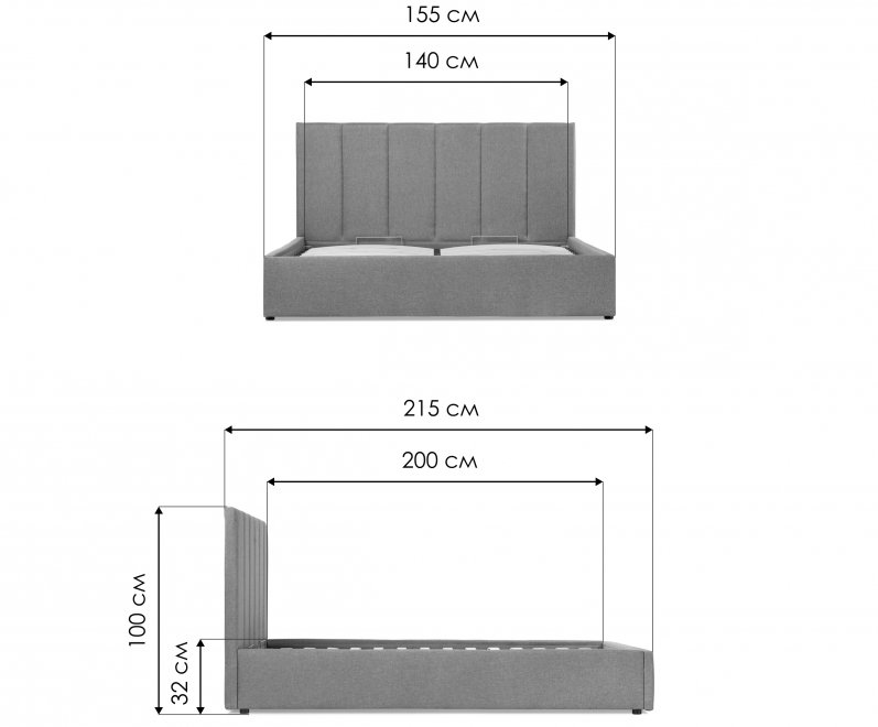 Полутораспальная кровать Афродита-3 140х200 с ПМ светло-серый велюр bingo ash