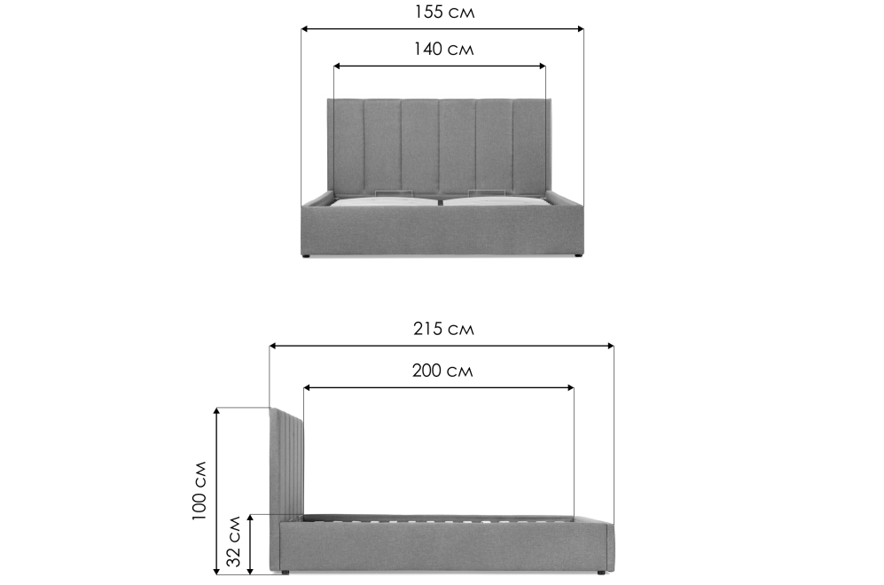Полутораспальная кровать Афродита-3 140х200 с ПМ светло-серый велюр bingo ash