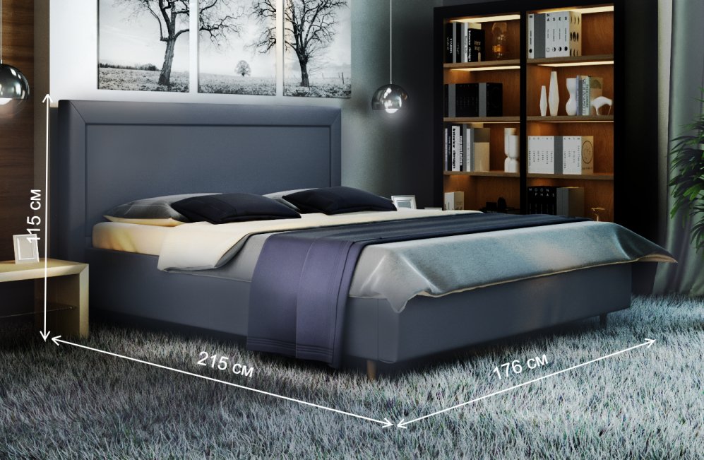 Полутораспальная кровать Афродита-8-3 140x200 с ПМ велюр bingo grafit