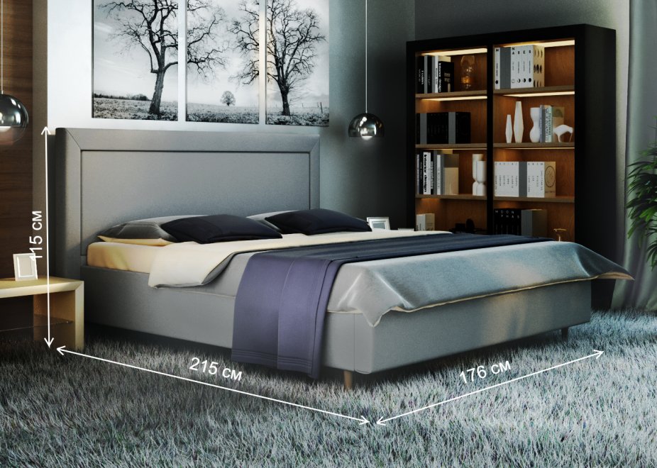 Полутораспальная кровать Афродита-8-3 140x200 с ПМ велюр bingo grey