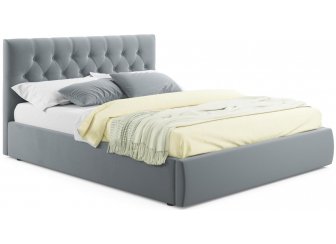 Полутораспальная кровать Verona 140х200 с ПМ серый велюр