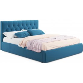 Полутораспальная кровать Verona 140х200 с ПМ синий велюр