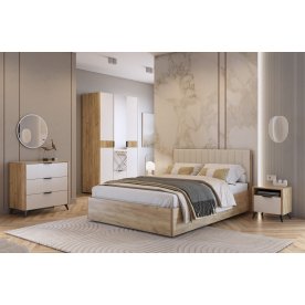 Полутораспальная кровать Юлия 140 х 200 см дуб крафт золотой / белый