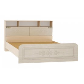 Кровать Фиеста-М КР-506 с прикроватным блоком 160х200 перламутровый глянец с матрасом