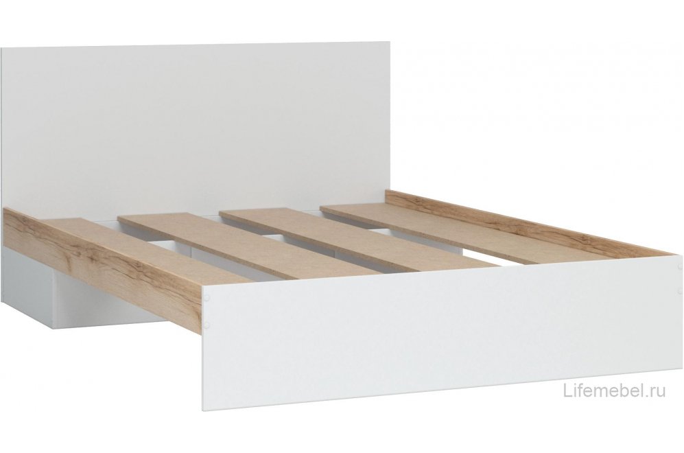Полутораспальная кровать Джидда 140х200 белый / дуб делано с матрасом