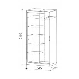 Шкаф-купе Лада 1 40 см с зеркалом дуб млечный