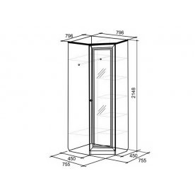 Шкаф угловой малый с зеркалом Делис 