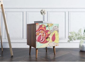 Прикроватная тумба Воаб орех / принт 6